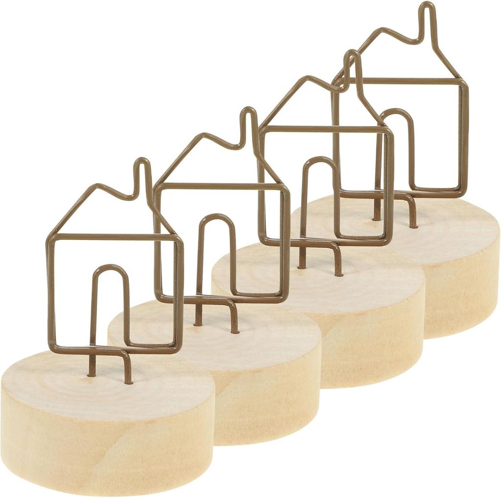 4-teiliges Fotoclip-Set aus Holz, kleiner Fotokartenhalter für den Schreibtisch, Fotoclip-Halter