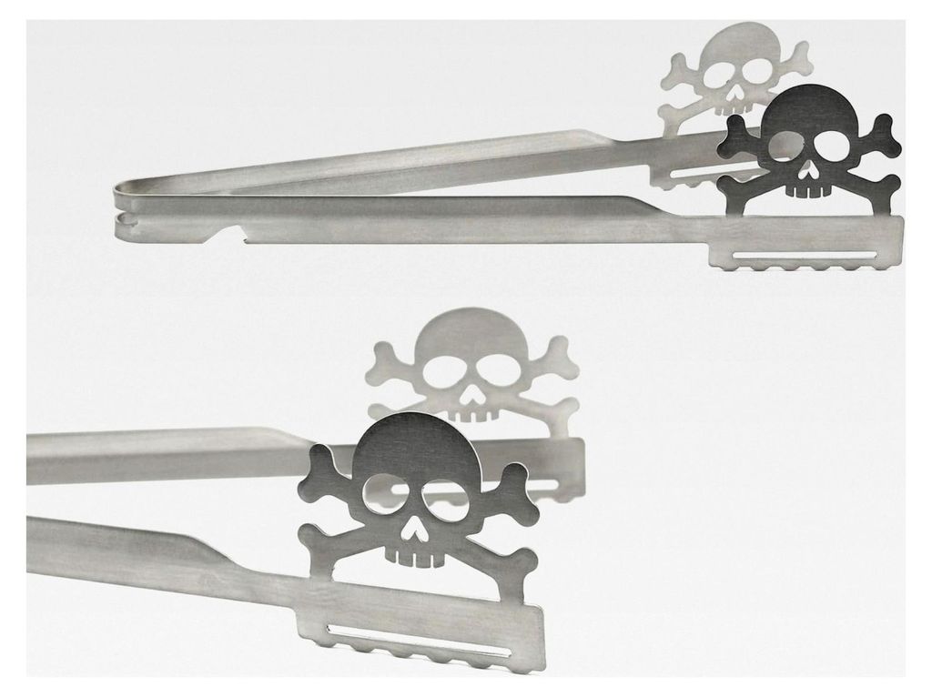 Grillzange mit Totenkopf-Motiv, spülmaschinengeeignet, Geschenkidee für Männer