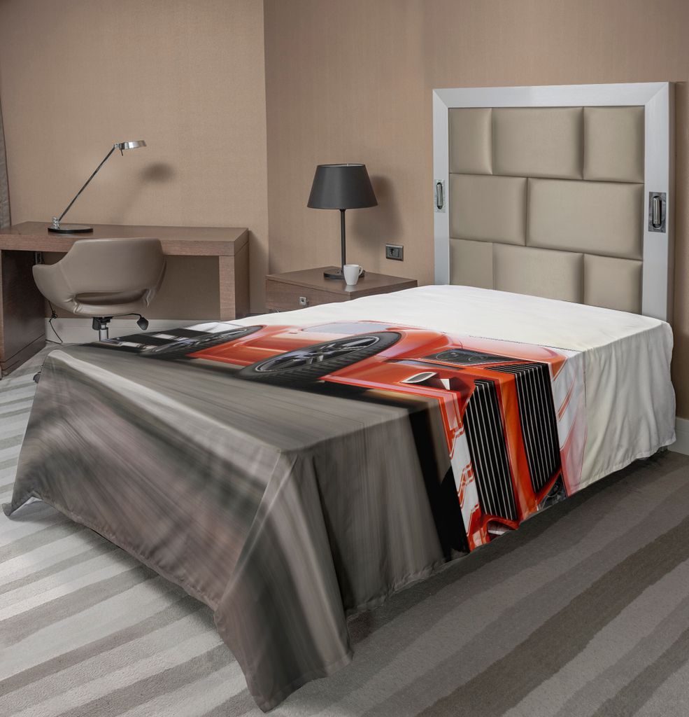 ABAKUHAUS Autos Bettlaken, Sportwagen Konkurrieren Auf Highway One Jagen Einen Anderen Team Champion Gewinn Bild, weiches bequemes oberes Bettlaken...