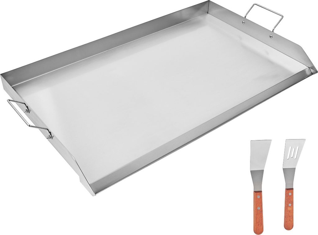 SucceBuy Flache Edelstahl-Grillplatte für BBQ, Maße: 910x525mm