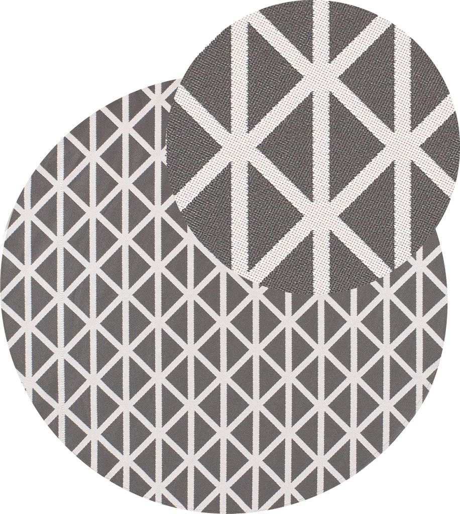 BELIANI Outdoorteppich Grau und Weiß 120 cm Rund Geometrisches Muster Modern Indoor Outdoor Terrasse Balkon Garten