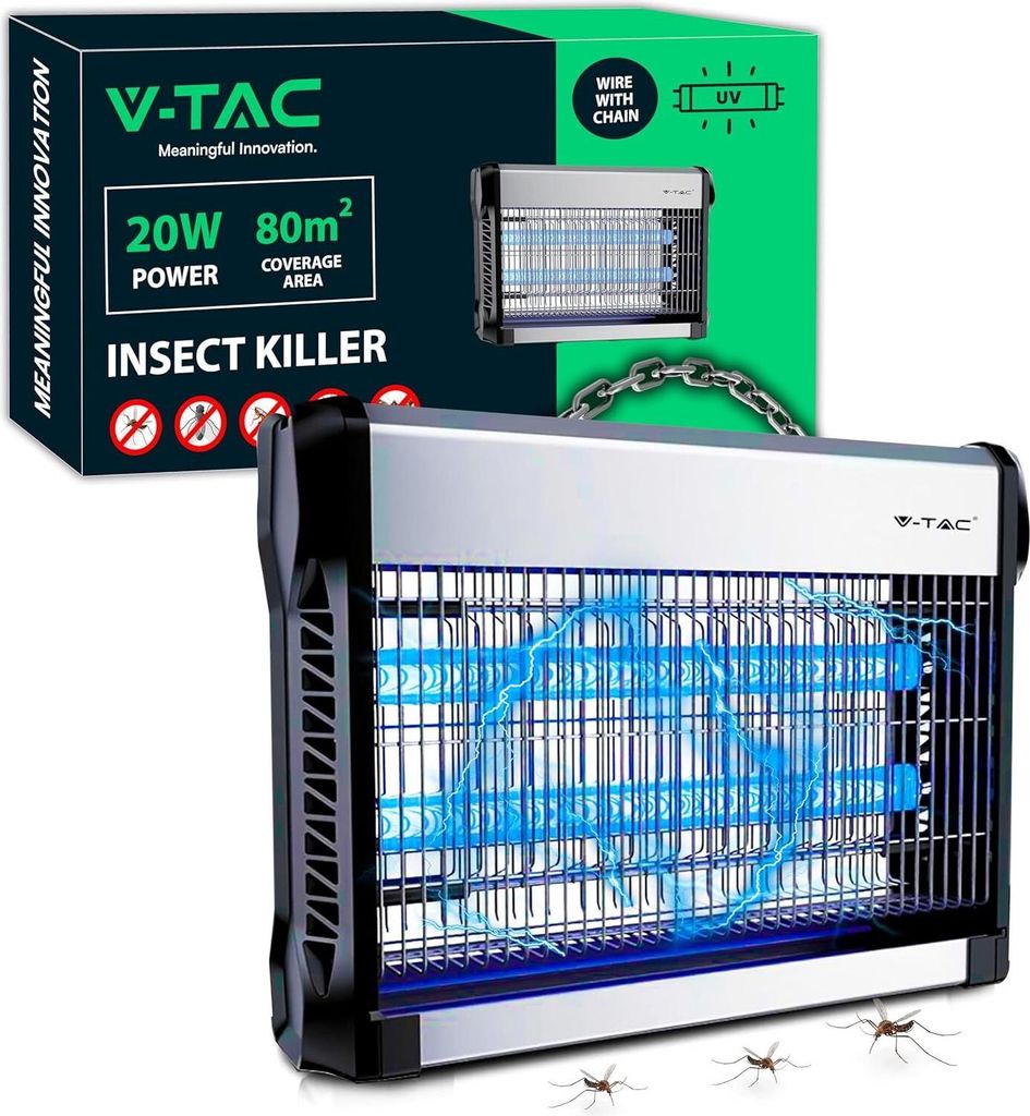 Insektenvernichter Elektrischer 20W mit 80m² effektiver Fläche UV-Blaulicht