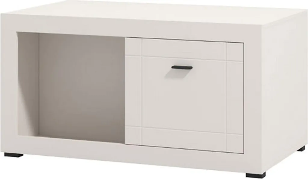 Vervio Table Basse 101x58x54h cm Blanc avec 3 Compartiments Ouverts