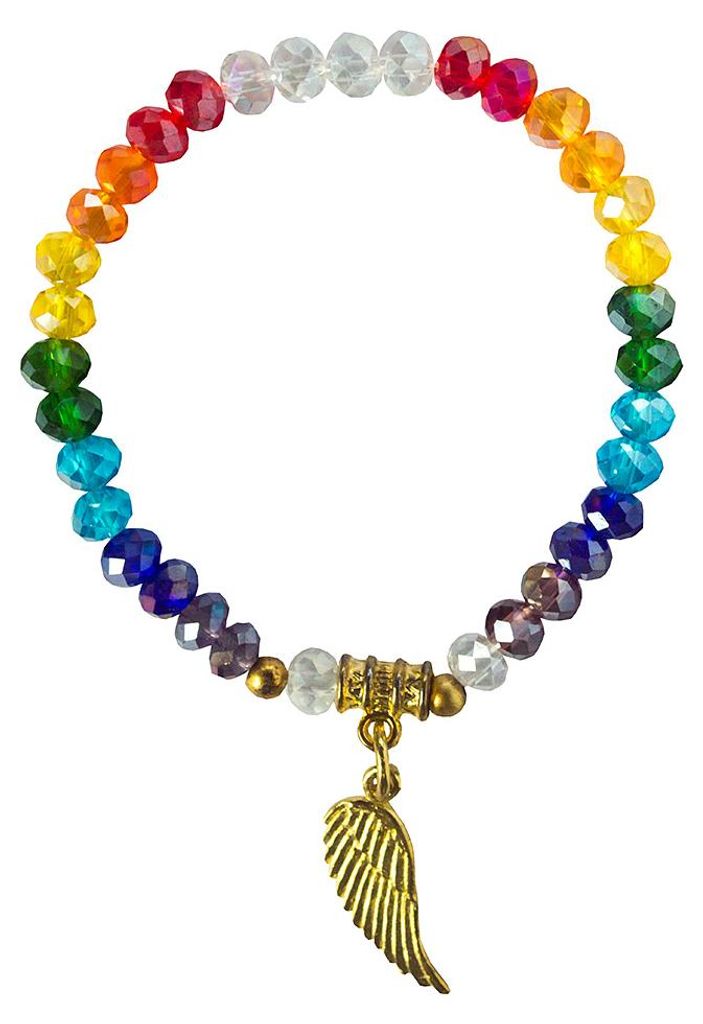 Tikra "Engelsflügel Rainbow" Kristallglasperlen/Messing 6cm