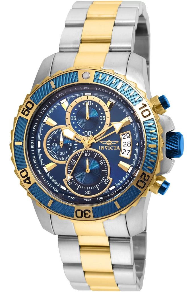 Invicta Pro Diver - SCUBA 22415 Herren uhr - Wasserdicht - Analog - Quarzuhrwerk - Edelstahl mit blauen zifferblat - 45mm