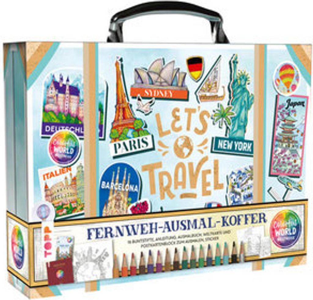 Colorful World Weltreise - Fernweh-Ausmal-Koffer