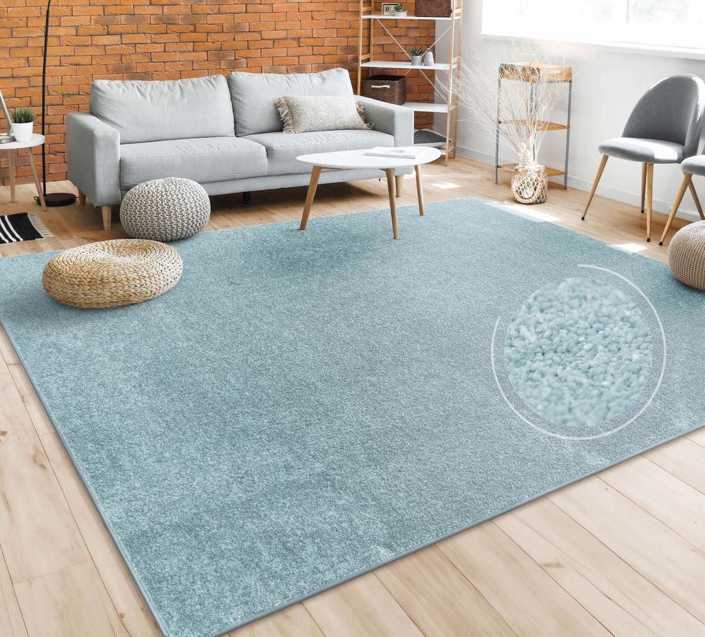 Teppich Wohnzimmer Einfarbig Schlicht Und Modern Kurzflor, Produktbild 