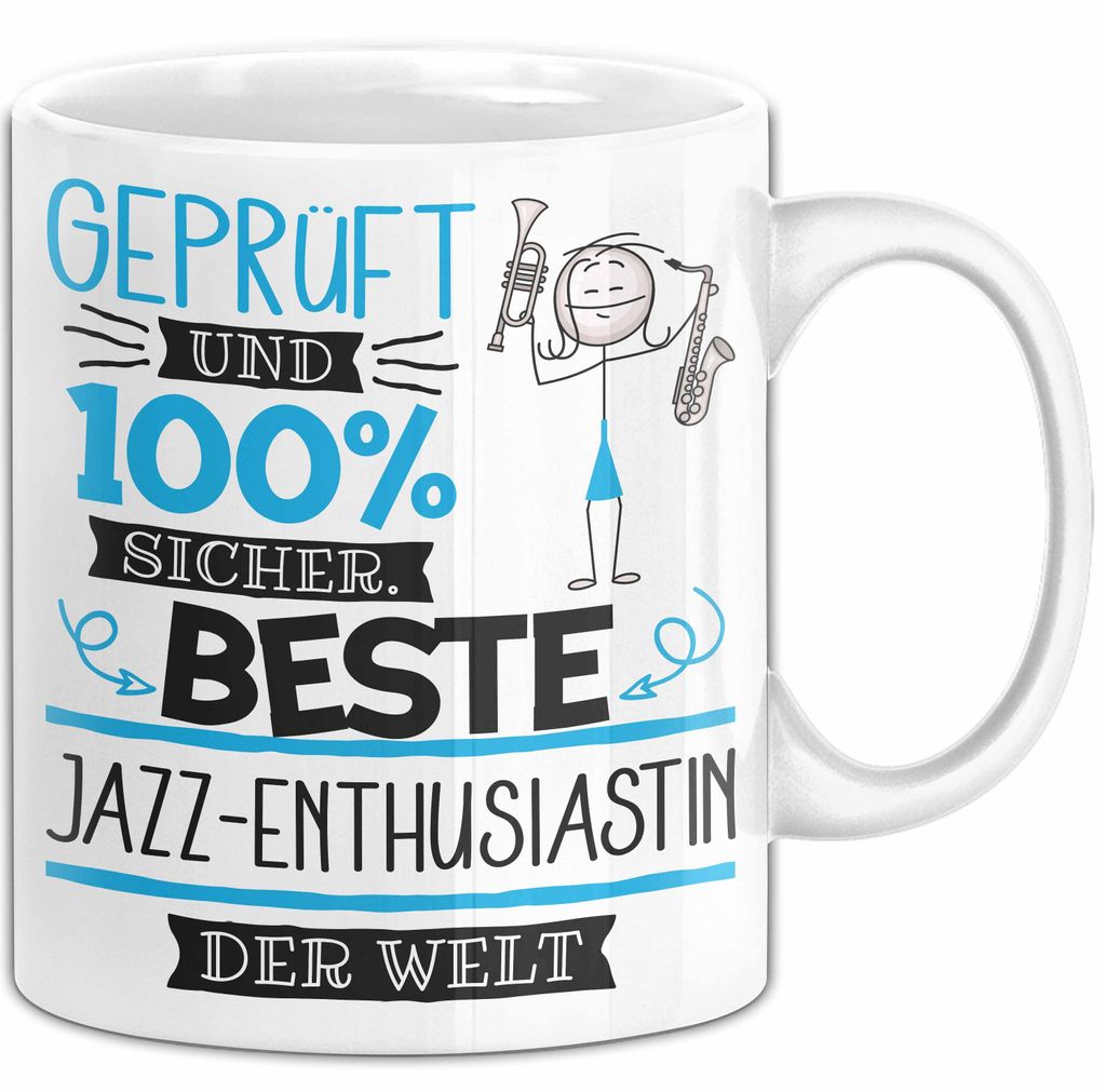 Beste Jazz-Enthusiastin Der Welt Tasse Geschenk für Eine Jazz-Enthusiastin Und Sicher Geschenkidee Geburtstag Weihnachten (Weiß)