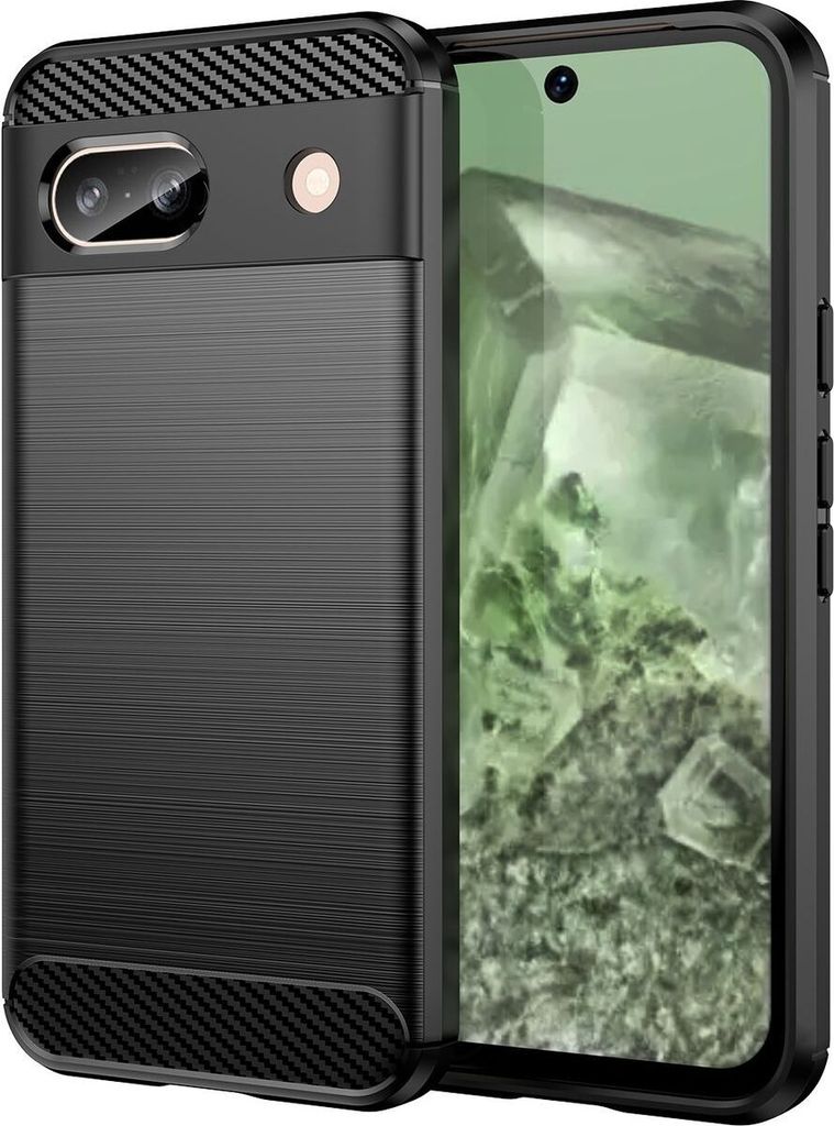 Mobigear Brushed Slim Google Pixel 8a Hülle Flexibles TPU Backcover - Schwarz