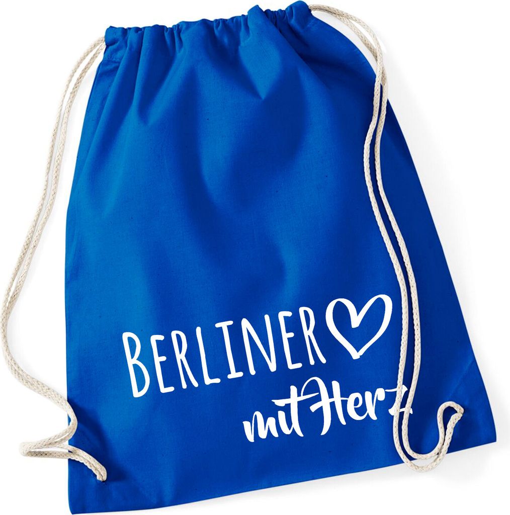 Huuraa Tasche Berliner mit Herz Geschenk 12 Liter Bright Royal Baumwolle Berliner Mitbringsel