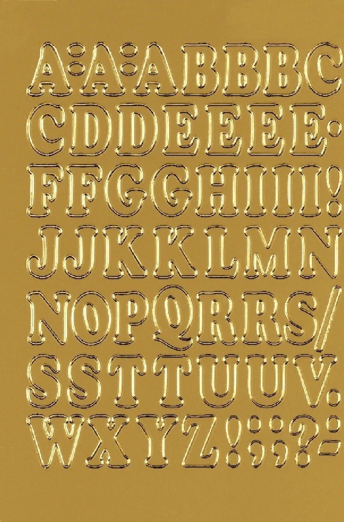 Lettere 12 mm A-Z autoadesive in pellicola dorata VE=10x1 foglio