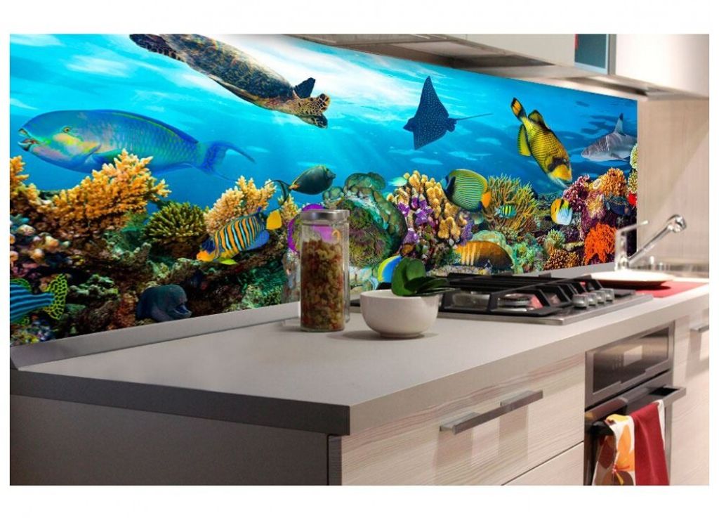 Küchenrückwand Folie selbstklebend FISCHE IM OZEAN 180 x 60 cm - Klebefolie - Dekofolie - Spritzschutz für Küche -