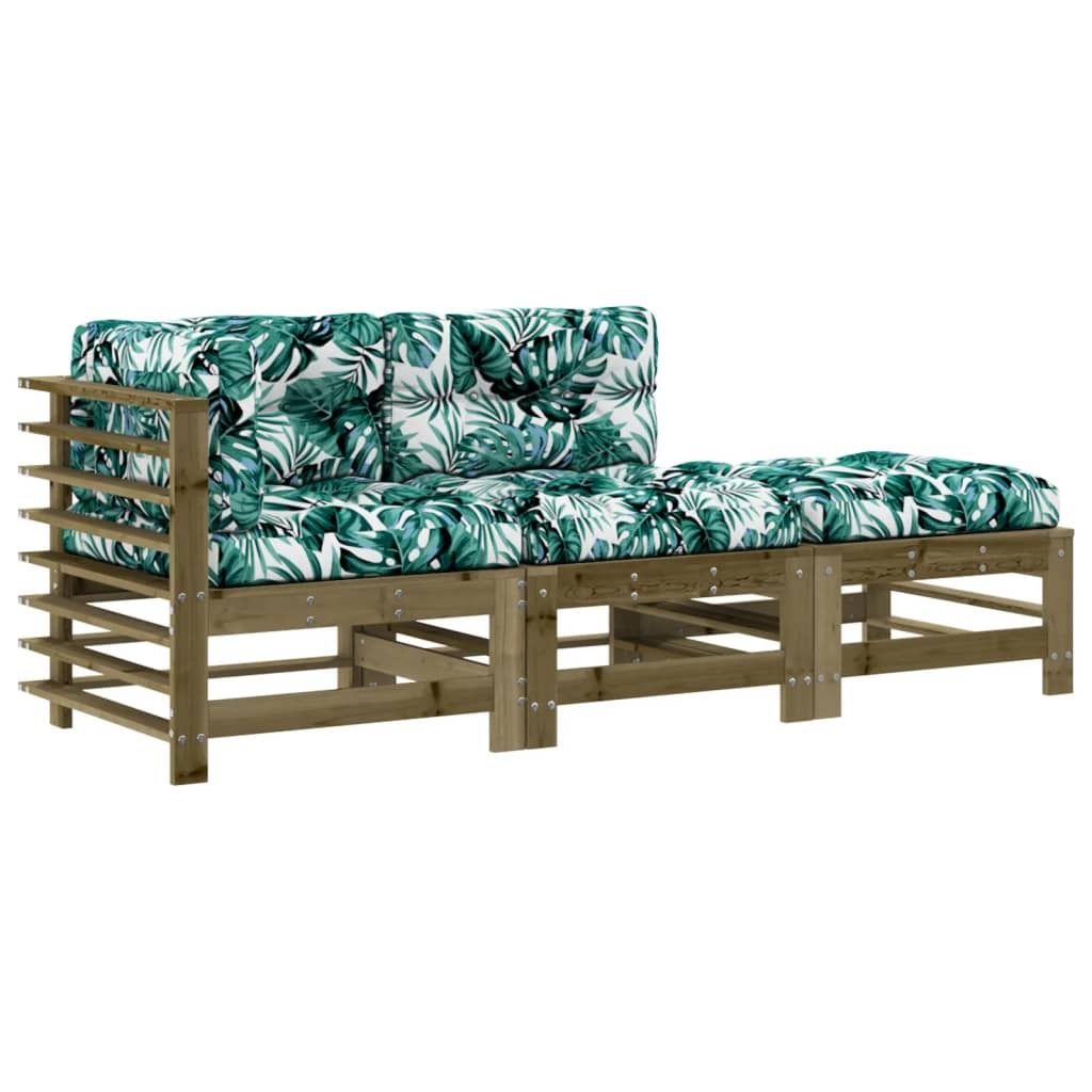 vidaXL 3-tlg. Garten-Lounge-Set mit Kissen Kiefernholz Imprägniert