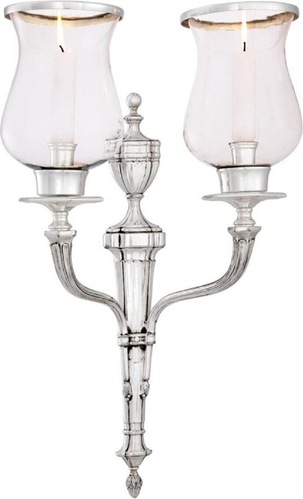 Casa Padrino Luxus Wandkerzenhalter Antik Silber 33 x 18 x H. 56 cm - Hotel & Restaurant Wanddeko