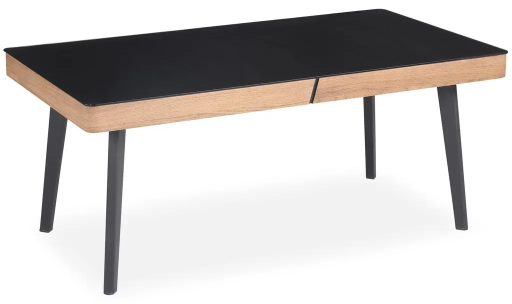 Table Basse Darcy Idéale pour Salon Moderne Plateau Verre et Bois
