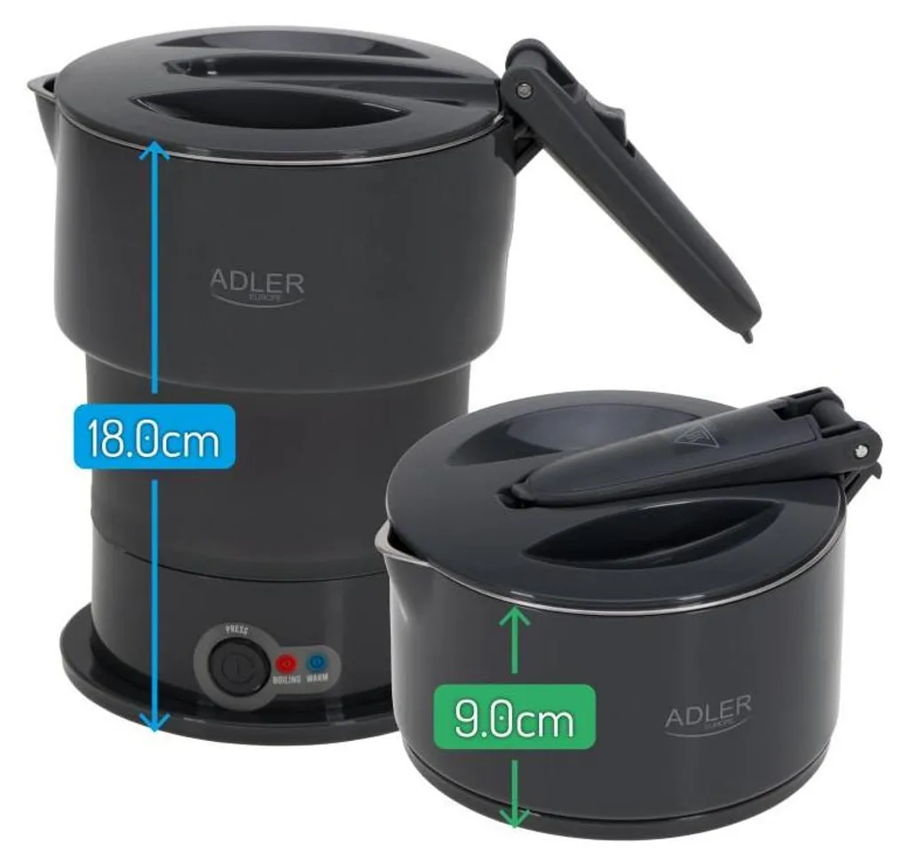 Bouilloire pliable ADLER AD 1377 g grise : la solution gain de place 0,6L - 12