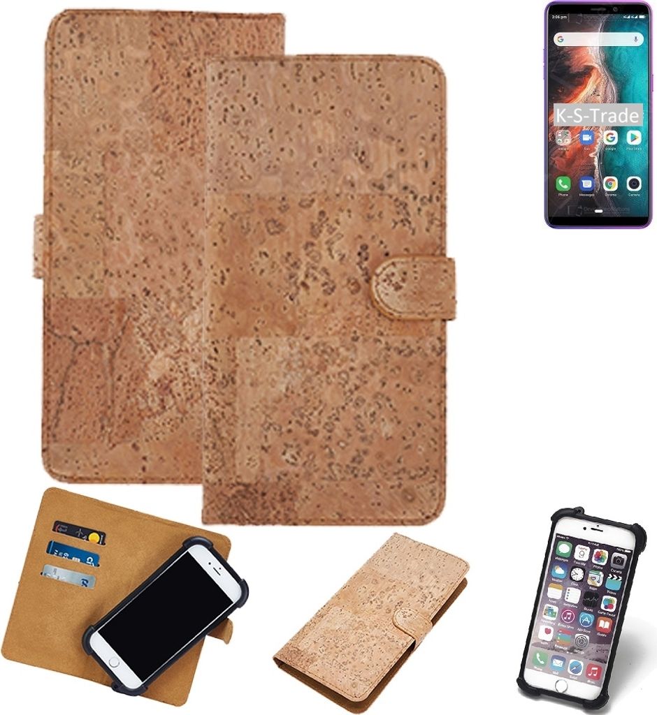 K-S-Trade Hülle kompatibel mit Ulefone P6000 Plus Kork Handyhülle Cover Schutzhülle TPU Case Bumper in Hellbraun, (1x)
