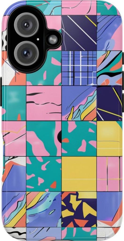 Buntes abstraktes Geometriemuster – Hülle Kompatibel mit iPhone 16