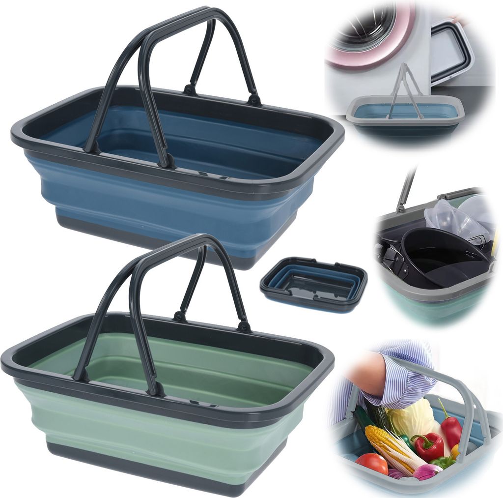 LS-LebenStil Flexibler Einkaufskorb 10L 38x28cm faltbar mit Griff Faltkorb Wassereimer Camping