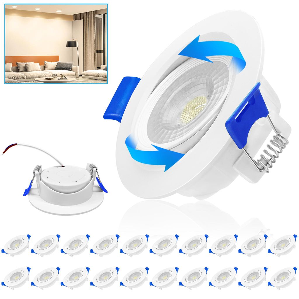 VA-Cerulean 20x 5W LED Einbaustrahler Flach 230V Produktbild 