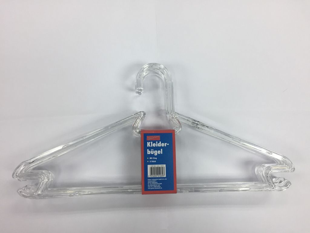 TrendLine Kleiderbügel mit Steg 5er Pack transparent