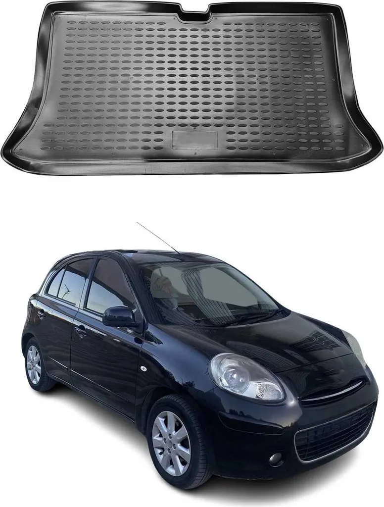 Tappetino per bagagliaio per Nissan Micra 2010-2016 in gomma TPE nero