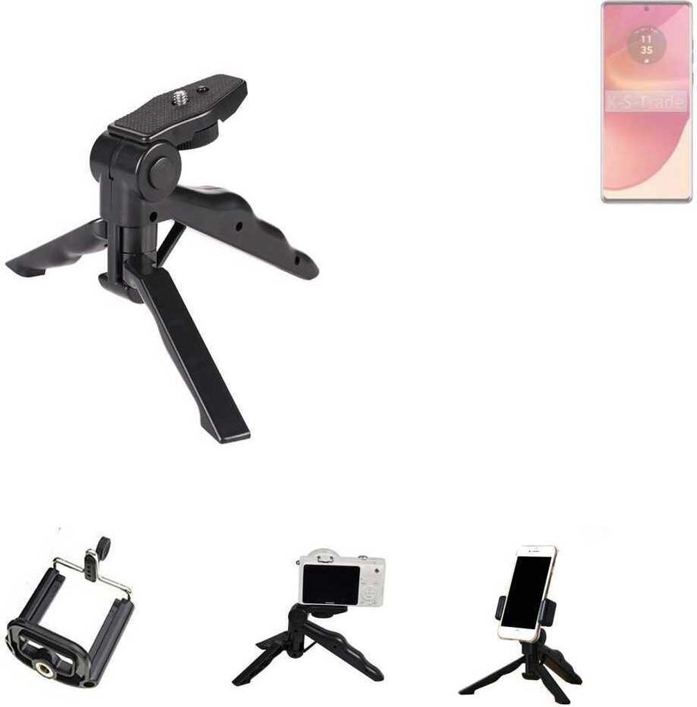 K-S-Trade Stativ Tisch-Ständer Dreibein Handy-Stativ Ständer kompatibel mit Motorola Edge 50 Fusion Mini-Stativ Smartphone Tripod Handy-Stativ aus