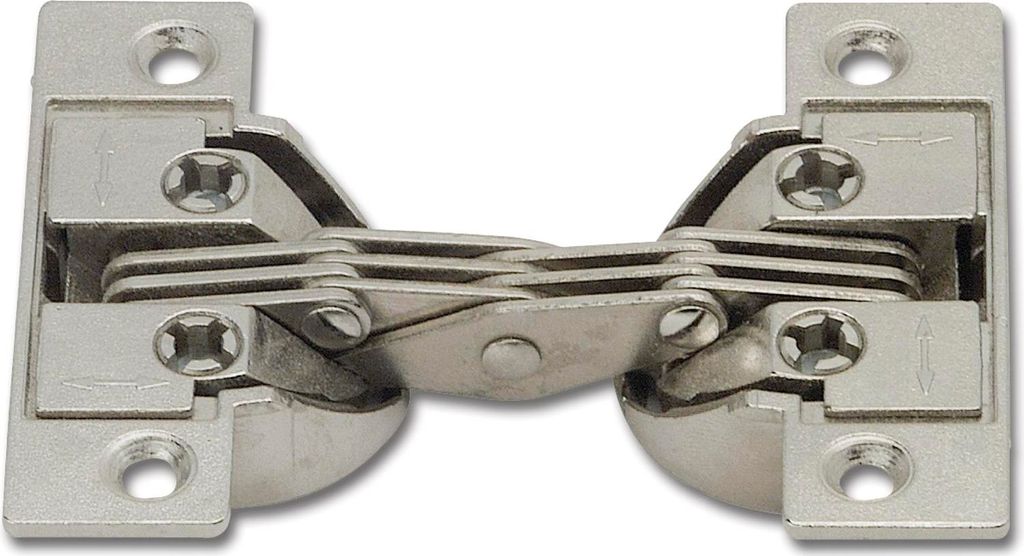 Gehrungsscharnier mit Gehrungsschnitt 45°, ÖW 135°, Zamak/Stahl vernickelt