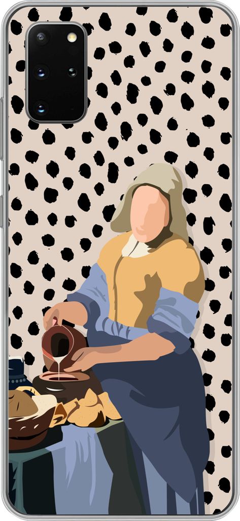 MuchoWow Handyhülle Schutzhülle Hülle für Telefoonhoesje Samsung Galaxy S20 Plus Alte Meister - Milchmädchen - Tupfen - Vintage Silikon Soft...