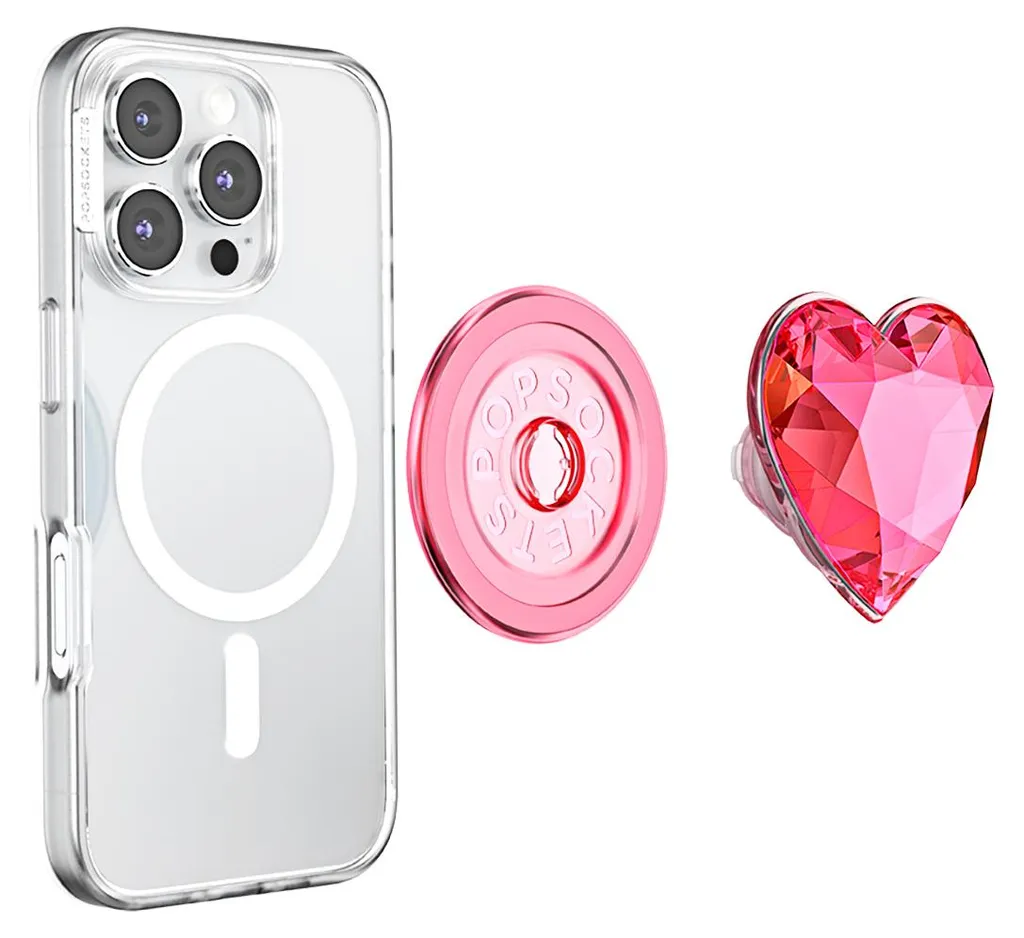 PopSockets PopGrip Premium MagSafe Cristal Rose pour iPhone et Coques