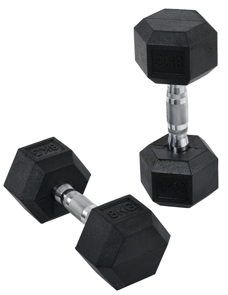 HOMCOM Hexagon Dumbbells, gietijzeren gewichten, handgrepen Productafbeelding 