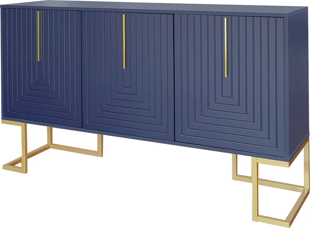 Meuble Buffet 138cm Bleu : Rangez Tout Facilement avec ce Sideboard Chic - 12