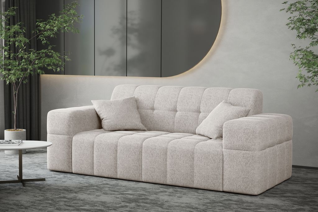 Kaiser Möbel Sofa 2 sitzer Couch NIMES stilvol Stoff VERITA Beige