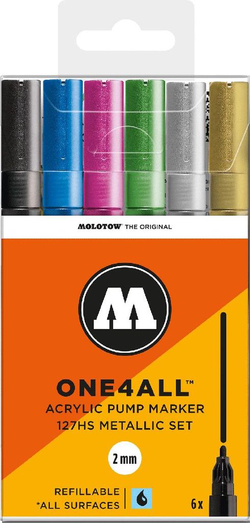MOLOTOW METALLIC-SET Acrylstifte farbsortiert 2,0 mm, 6 St.