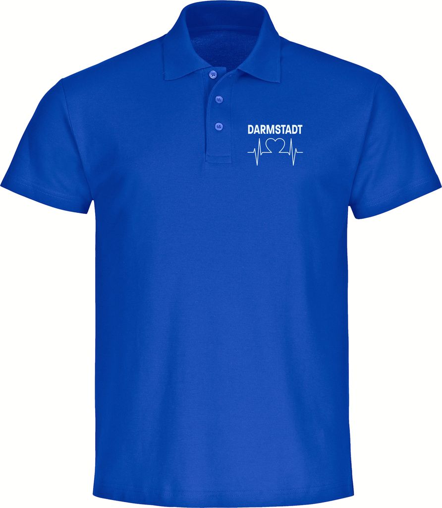 multifanshop Poloshirt - Darmstadt - Herzschlag, blau, Größe S