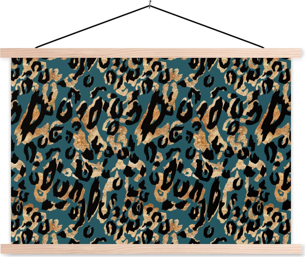 MuchoWow Textilposter Panther - Tiermuster - Braun 120x80 cm mit holzfarbenen Rahmen - Aufhängeset