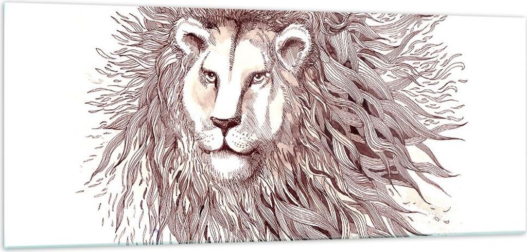 Bilder auf glas - Löwe König Tierwelt Pelz - 100x40cm - Glasbilder - Wandbilder - Kunstdruck - zum Aufhängen bereit - Wanddekoration aus Glas - ...
