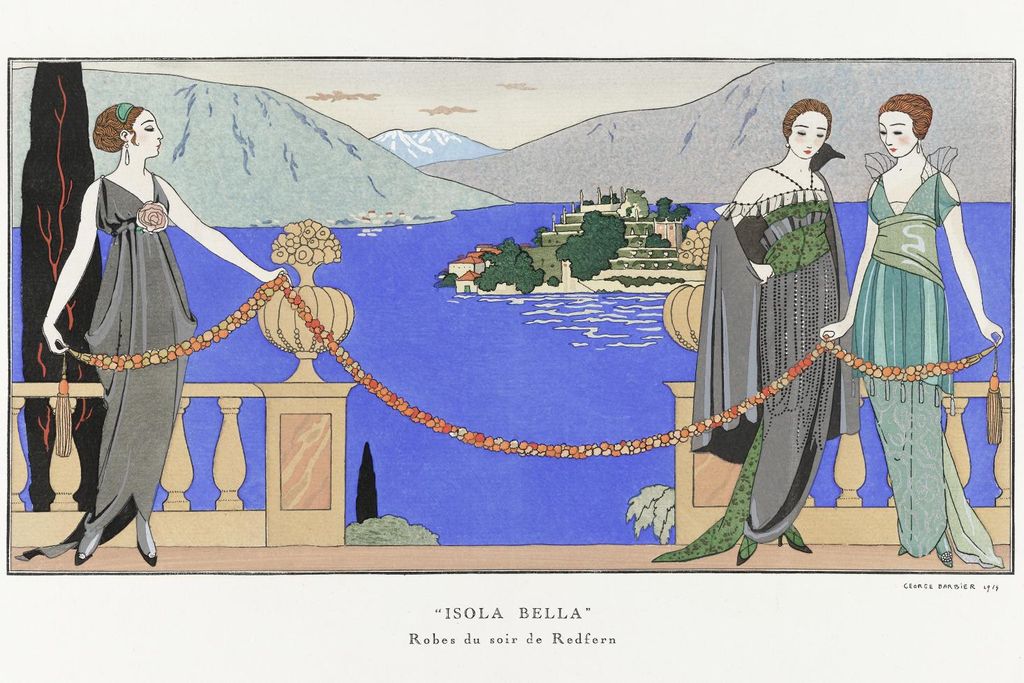 Plakat 30x20cm Isola Bella, Barbier Vintage für Salon
