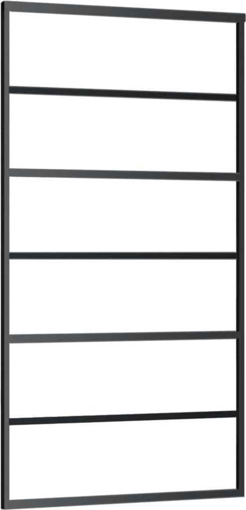 vidaXL Schiebetür ESG-Glas und Aluminium 102x205 cm Schwarz
