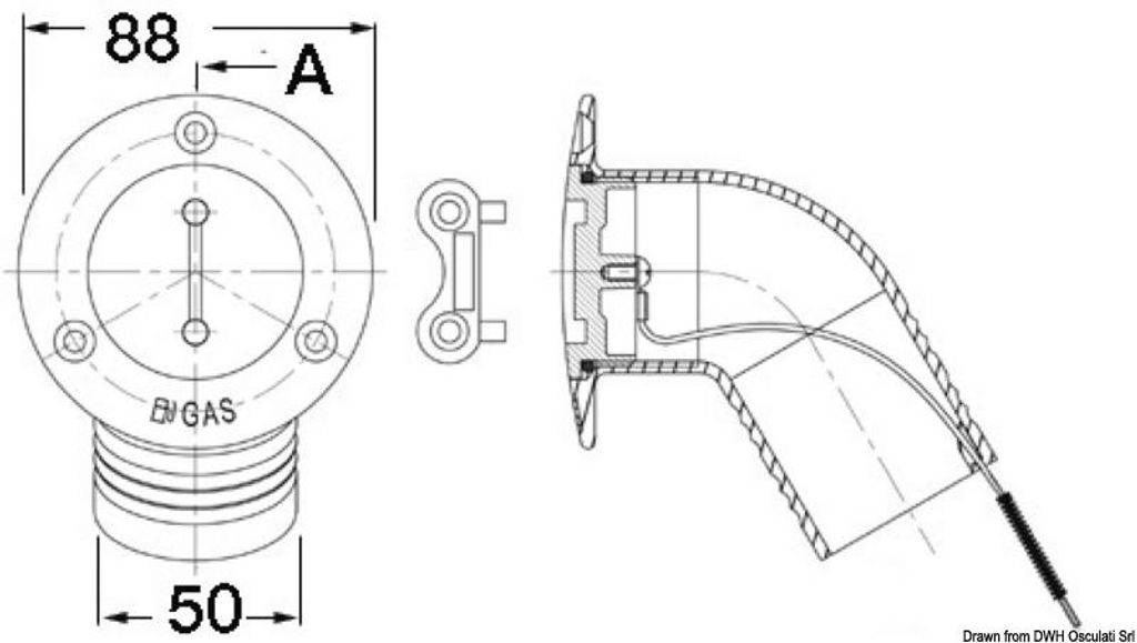 Diesel 30° Winkelstecker Spiegelpoliert AISI316 50mm - Osculati 20.867.04