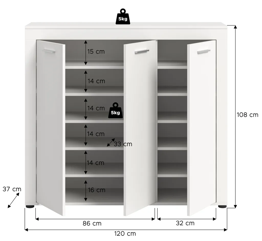 Armoire à Chaussures Blanche 3 Compartiments Jam - Rangement Discret