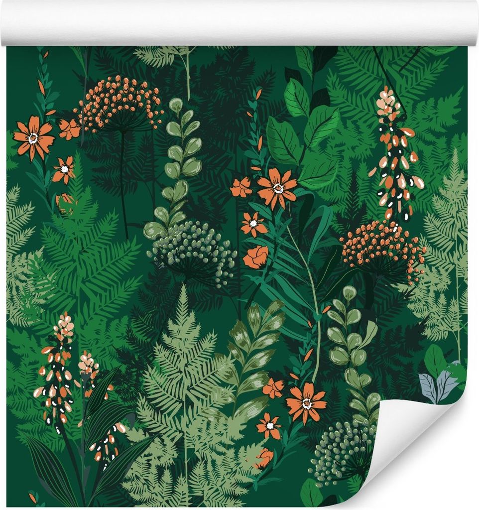 10m VLIES TAPETE Rolle Natur Pflanzen Blumen Farn Blätter Ornamente XXL