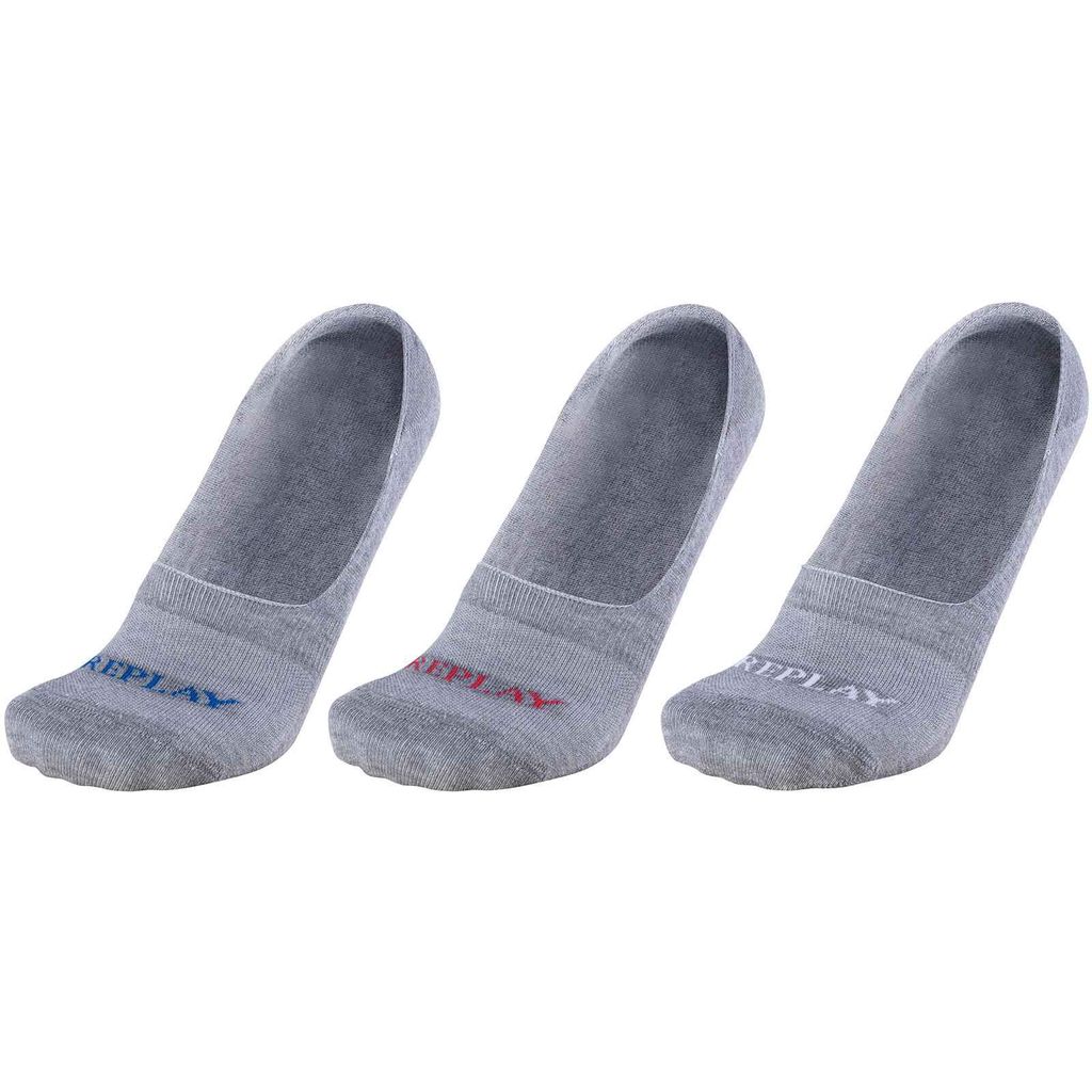 3er Pack REPLAY Invisible Basic Socken grey mel./logo ass c 43-46