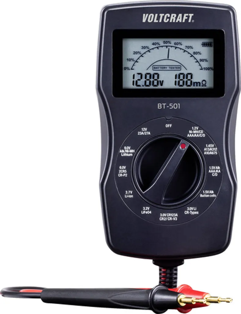 VOLTCRAFT BT-501 Testeur de piles universel pour accus 1.2V à 12V