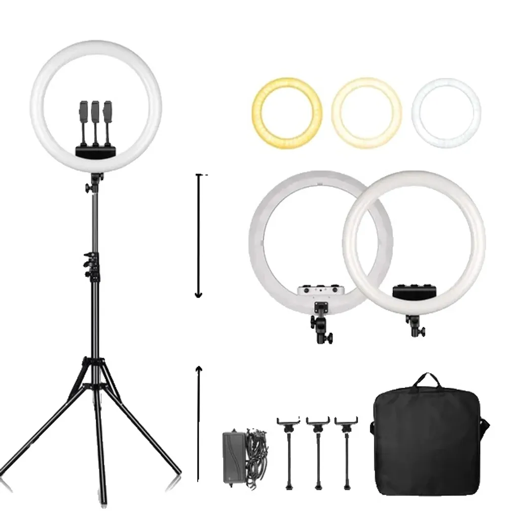 Lampe LED Intensité Variable avec Trépied 184cm et Charge USB Blanc