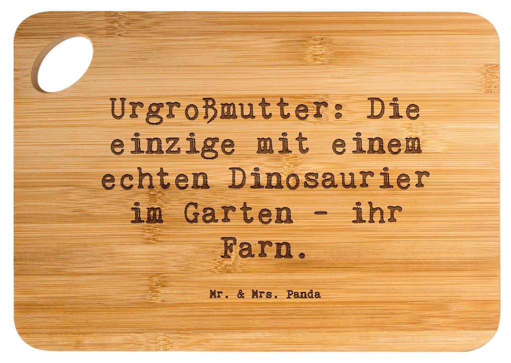 Mr. & Mrs. Panda Schneidebrett Spruch Urgroßmutter Farn - Transparent - Geschenk, Dinosaurier, vesperbrettchen, Pflanzen, Familientradition, Danke...