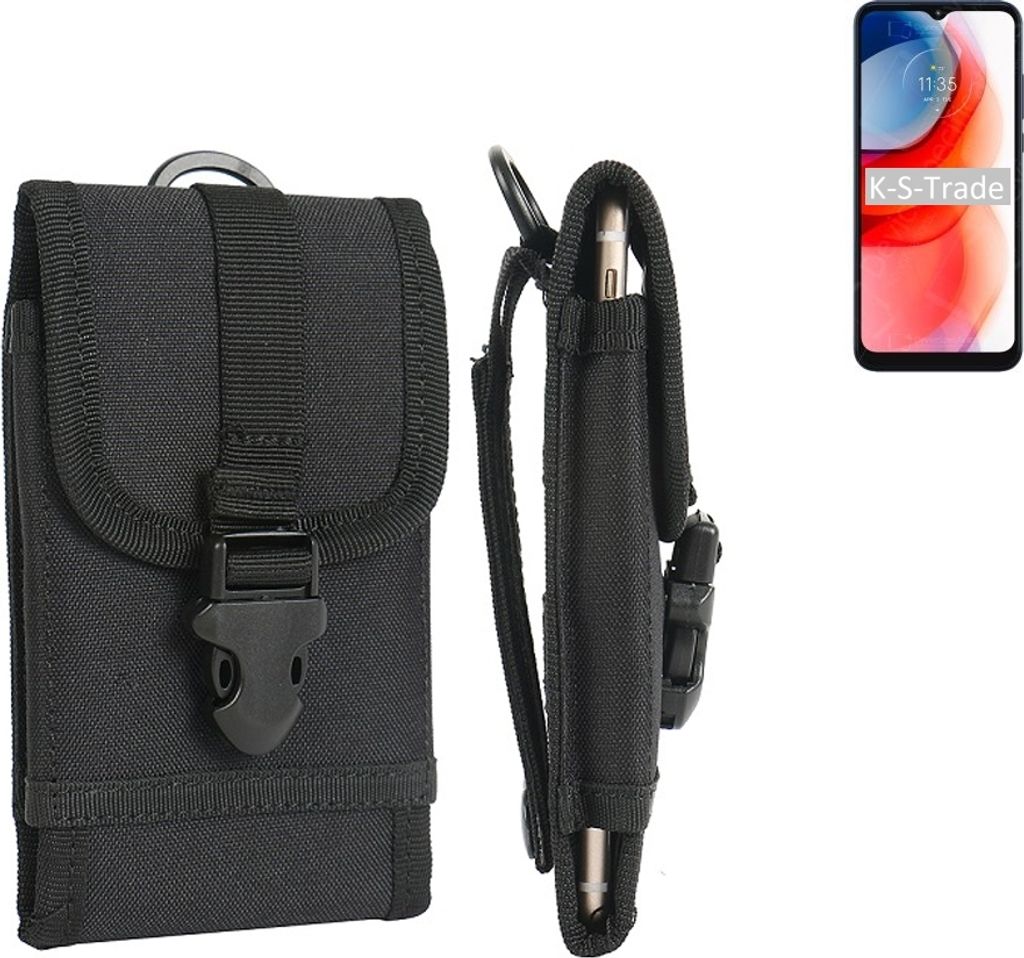K-S-Trade Holster Handy Hülle kompatibel mit Motorola Moto G Play (2021) Holster Handytasche Gürtel Tasche Schutz Hülle Robust Outdoor schwarz