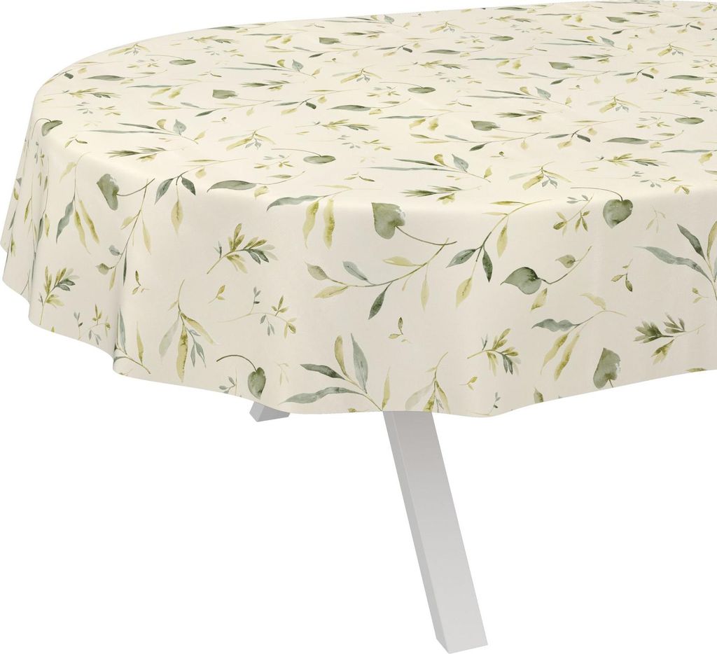 Tischdecke Relax Canada Creme Oval 280x140cm Schnittkante Wachstuch abwaschbar