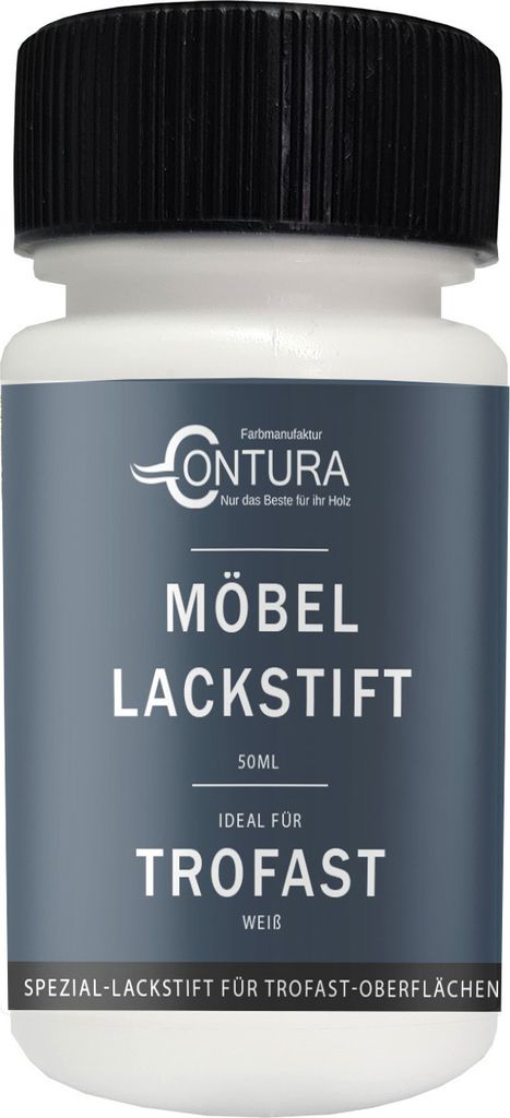 Contura 50ml. Möbel Lackstift passend für TROFAST Weiß Reparaturstift Lackfarbe Regal Kommode Bett Schrank