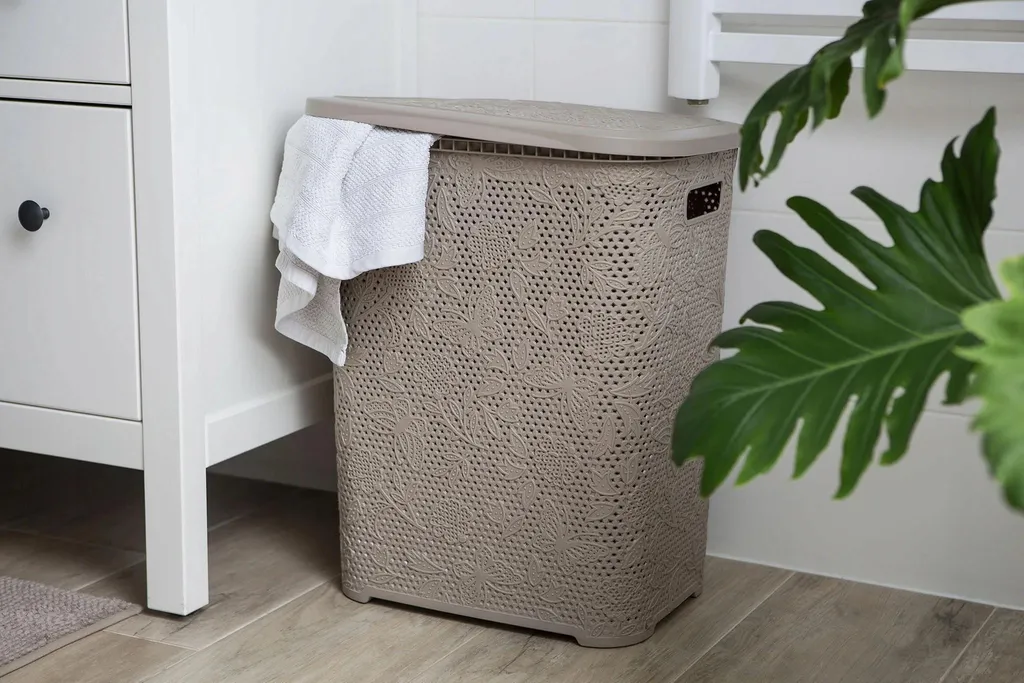 Panier à linge autoportant 55L plastique PP beige - Format rectangulaire - 2